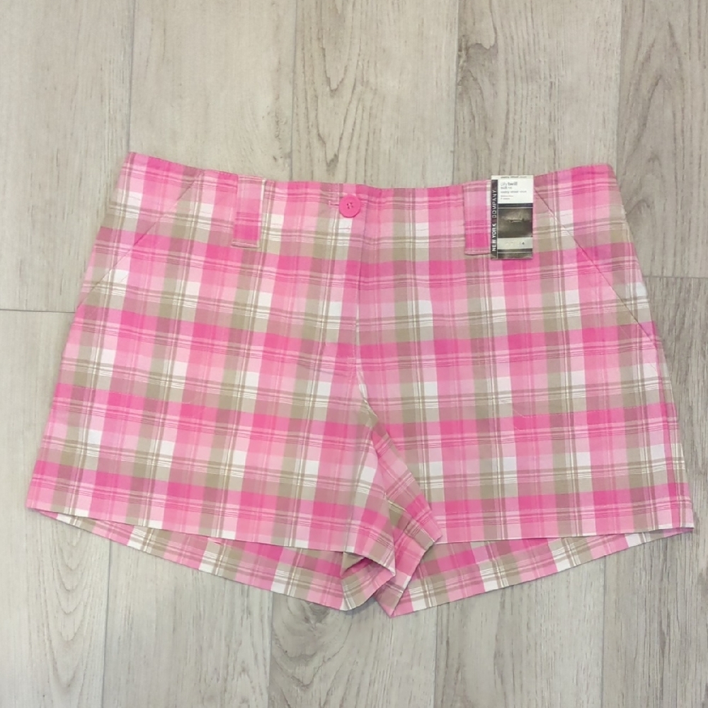 VINTAGE New York & Company Pink Plaid Bermuda Shorts